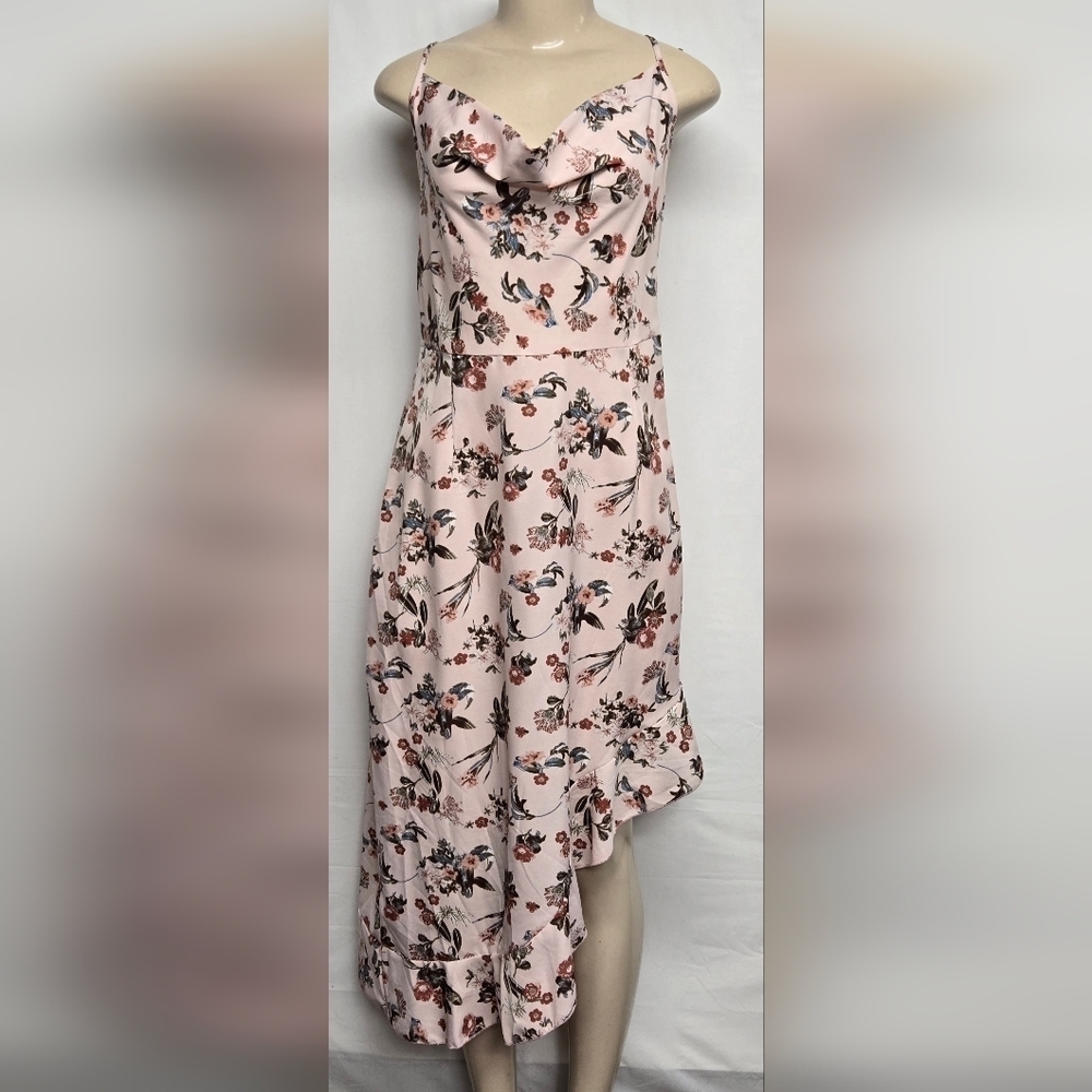 Shein Curve 1XL Dress Asymmetrical Ruffle Spaghetti Straps Floral Lightweight